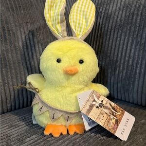 Rae Dunn Weighted Yellow Plush Chick with Bunny Ears - NWT